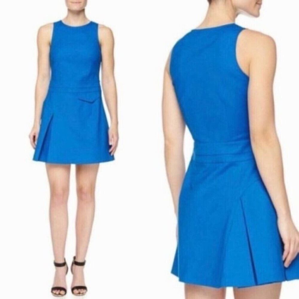Derek Lam 10 Crosby sleeveless side pleated crepe twill dress size 8 (113)
